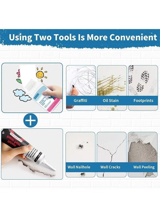 طلاء أبيض للجدران، أداة إصلاح الجدران بفرشاة صغيرة، طلاء لاتكس صديق للبيئة مع فرشاة صغيرة، أساسه مائي، غير سام، الخيار الأمثل لإزالة بقع الجدران - Image 3